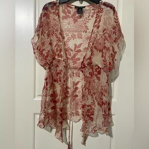 Spenser Jeremy Red Floral Sheer Blouse